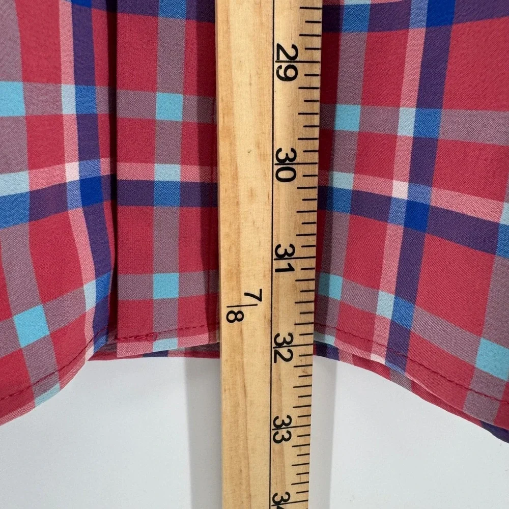 Mizzen + Main Button Down Mens XL Red Plaid Trim Fit Performance Stretch Shirt